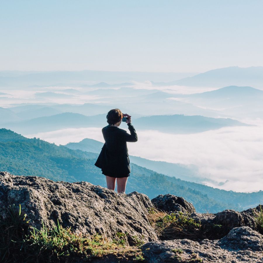 taking photo of mountains